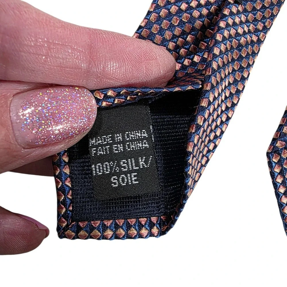 MICHAEL KORS Silk Tie Men Polka Dot Pattern Necktie Navy Pink Dress Preppy Style